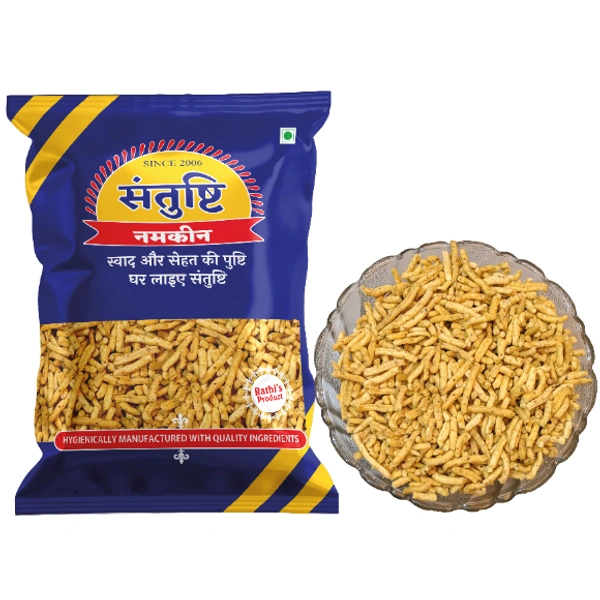 SANTUSHTI NAMKEEN Special HING SEV |Spicy with great hing/heeng flavour, Made in Groundnut Oil - 200 gms